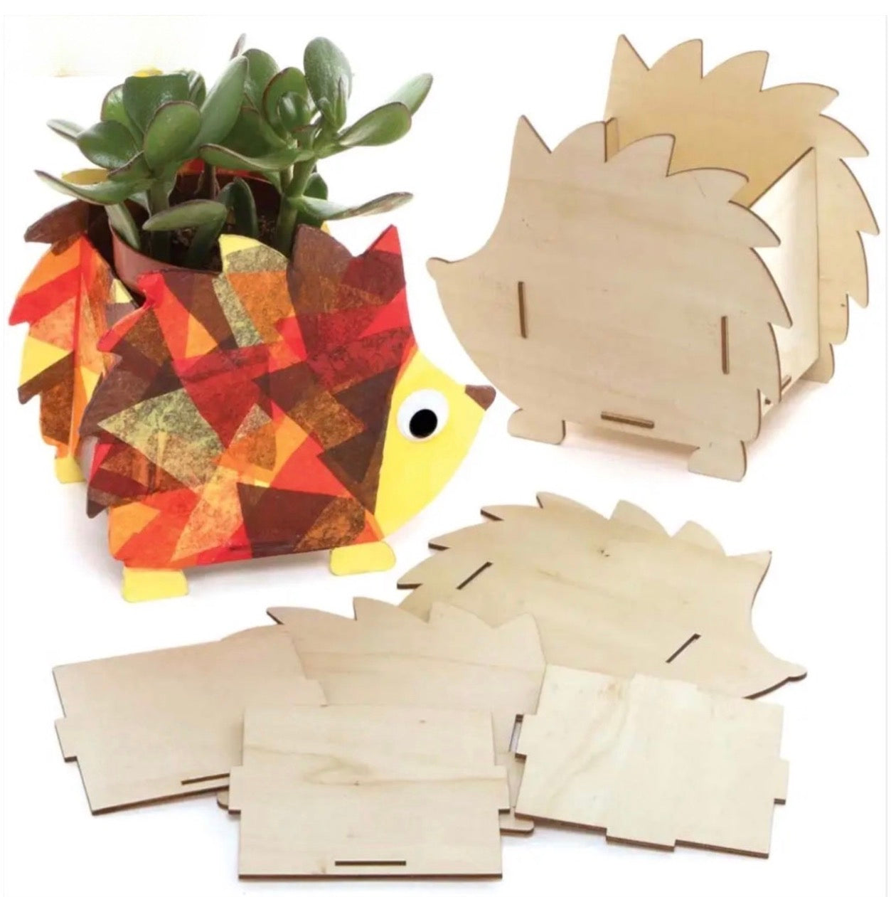 Wooden Hedgehog Planter